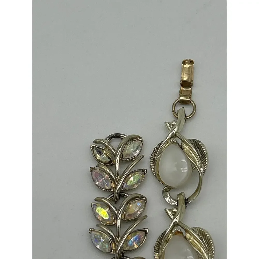 Vintage Signed STAR & CORO Rhinestone Bracelets Leaf & Cabochon Link Jewelry Lot